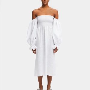 SLEEPER Atlanta Linen Puff sleeve dress